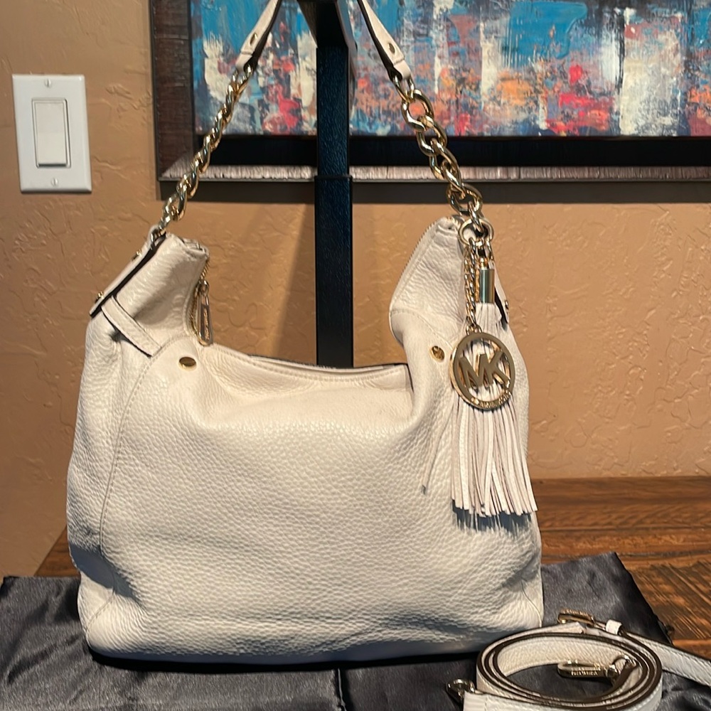 Michael Kors Cream Pebbled Leather 2 Way Shoulder/Crossbody Bag